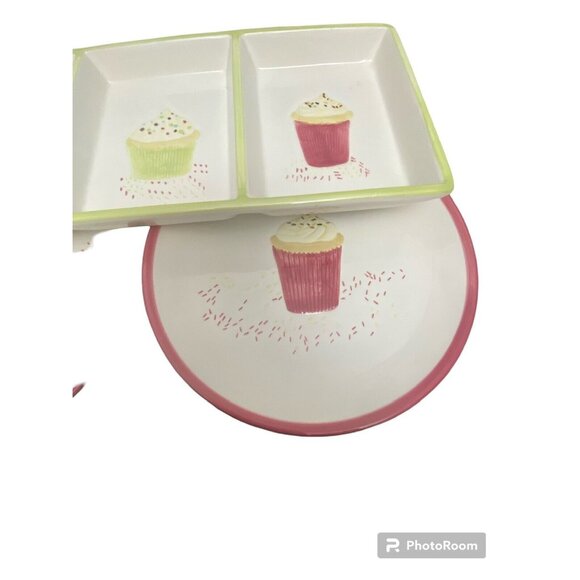 Dessert Plates‎ Set, 3 W/ Serving Tray, Oneida Sprinkles. - Picture 3 of 7